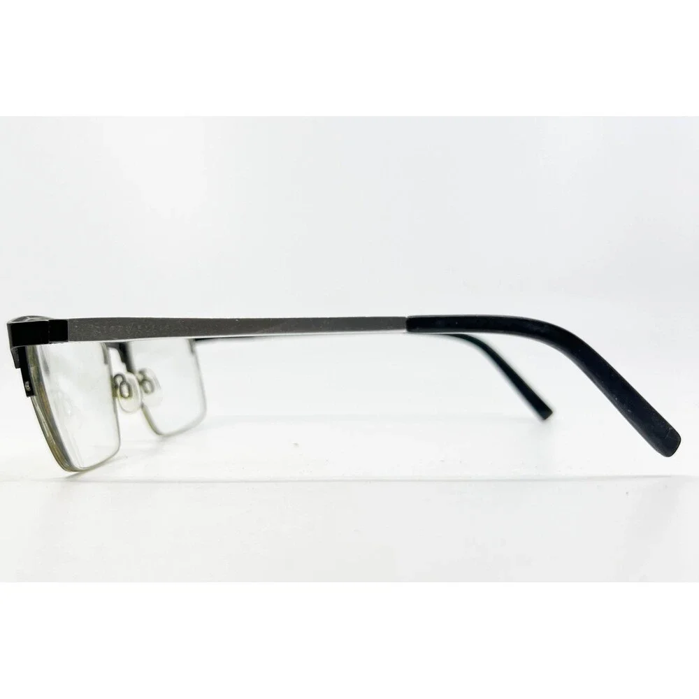 Perry Ellis Eyeglasses Mens Black Silver PE 411-2 Rectangular 56-18-145